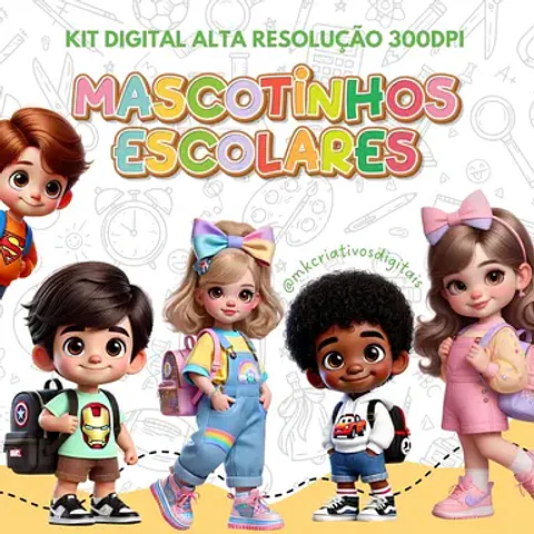 Kit Digital Mascotinhos Escolares 78