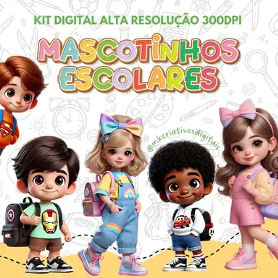 Kit Digital Mascotinhos Escolares 78 1