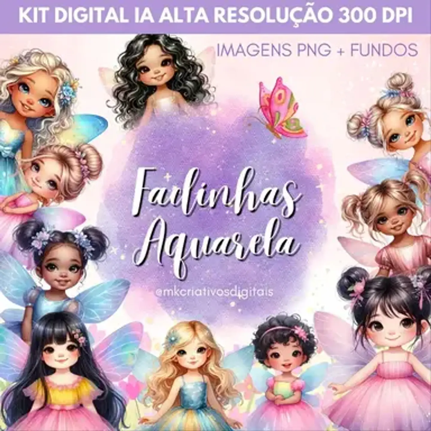 Kit Digital Fadinhas Aquarela 48 1