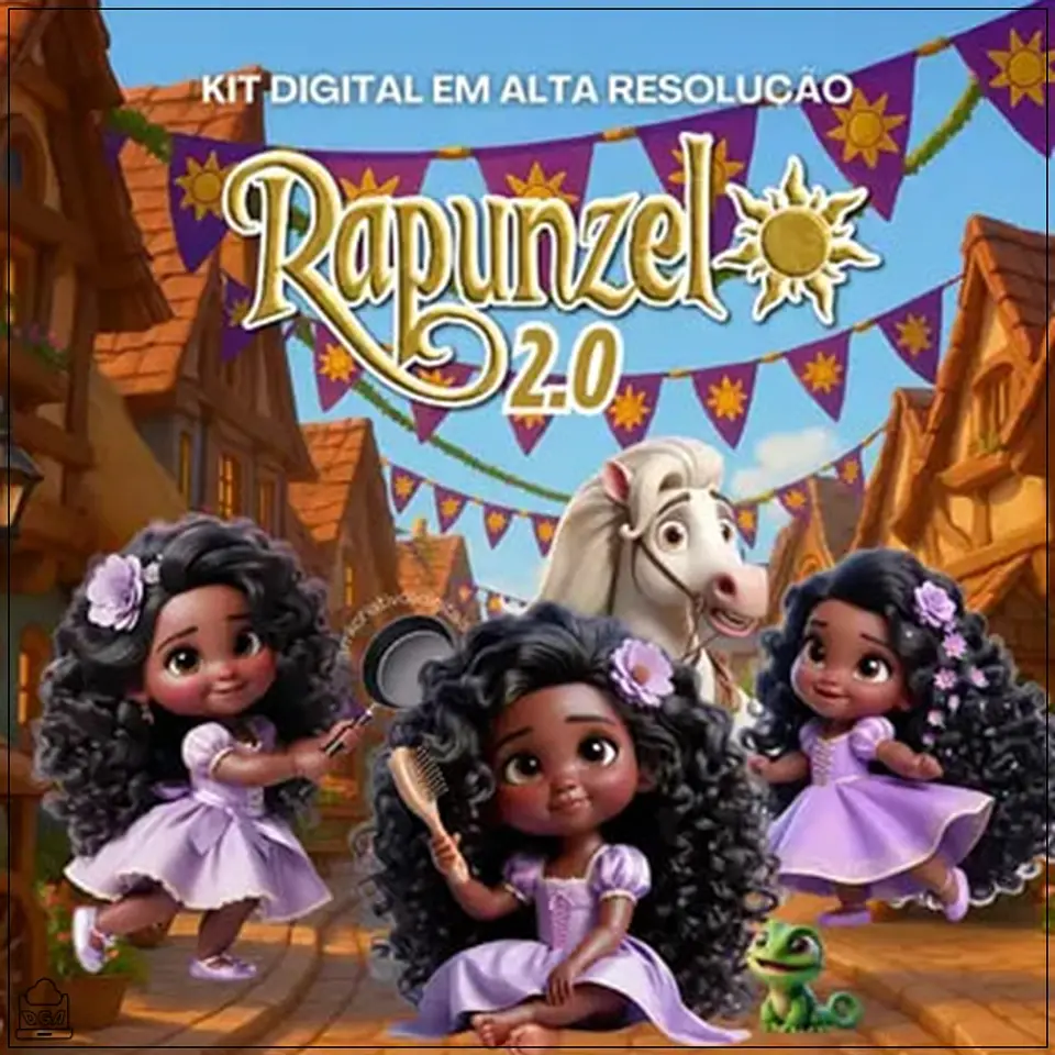 Kit Digital Enrrolados Rapunzel Negra 47 1