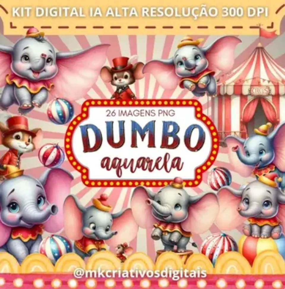 Kit Digital Dumbo Aquarela 45 1
