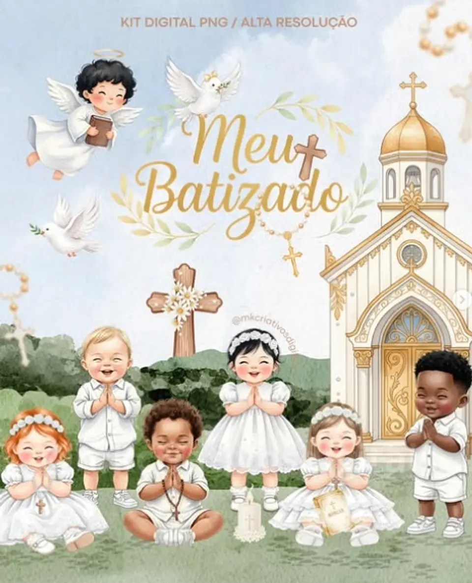 Kit Digital Batizado com Mascotes 17 1