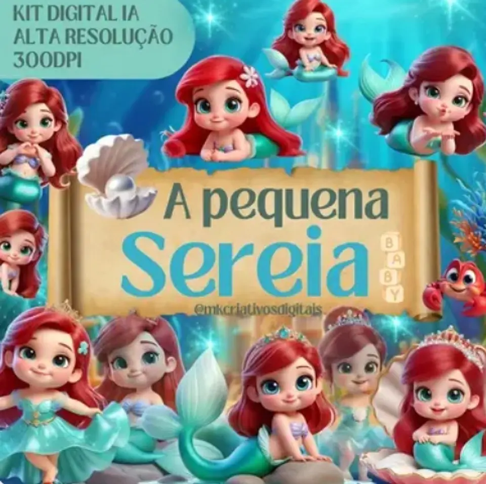 Kit Digital A Pequena Sereia Baby (ariel) 3 1