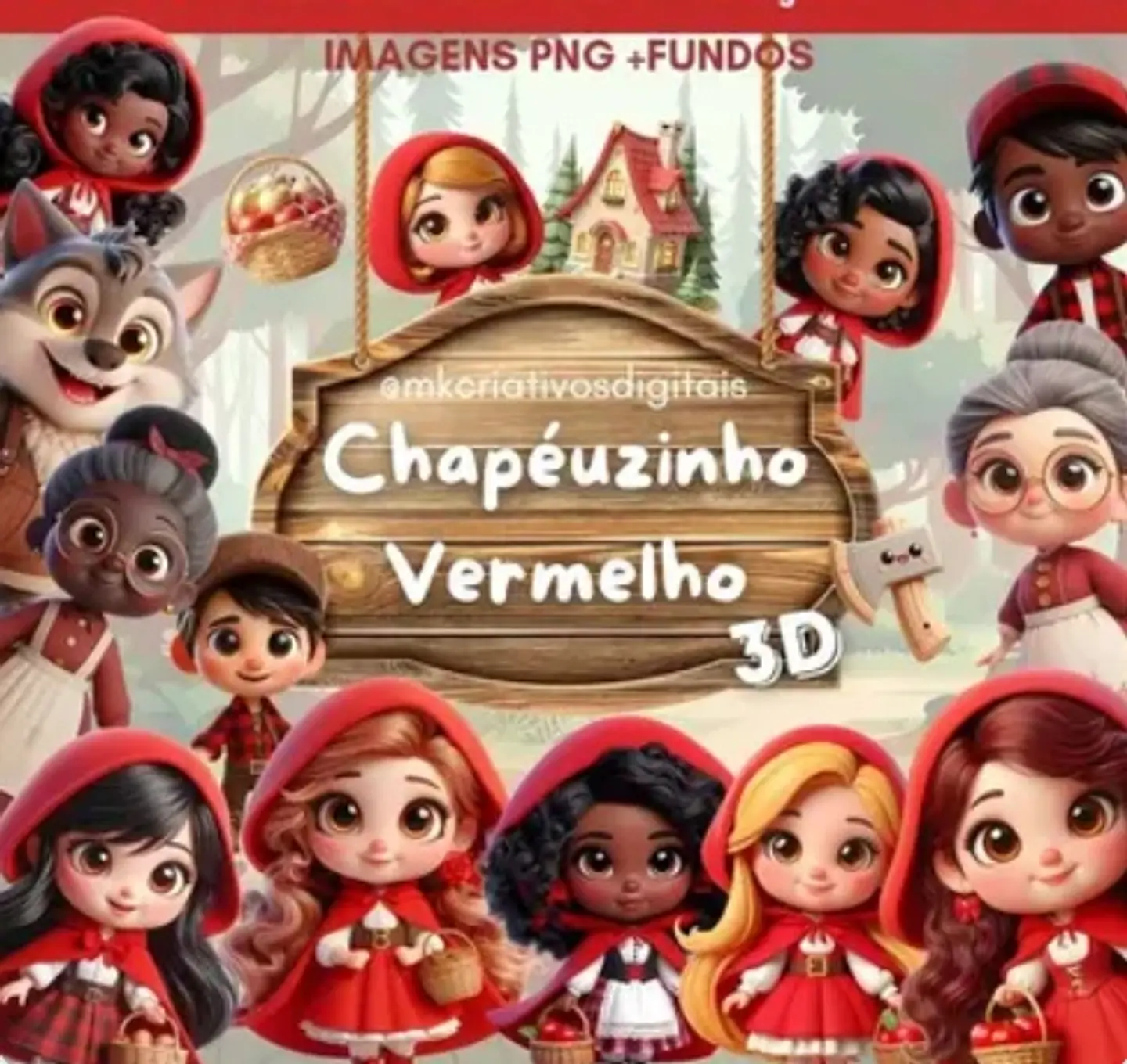 Kit Digital Chapeuzinho Vermelho 3d 39 1