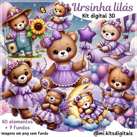 Kit Digital Ursinha Lilás 88