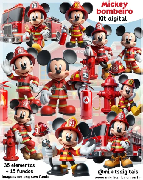Kit Digital Mickey Bombeiro 49
