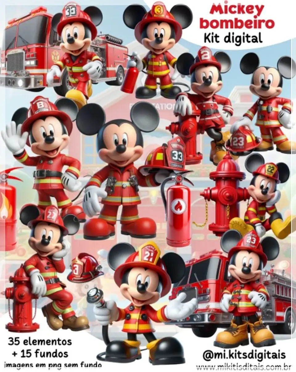 Kit Digital Mickey Bombeiro 49 1