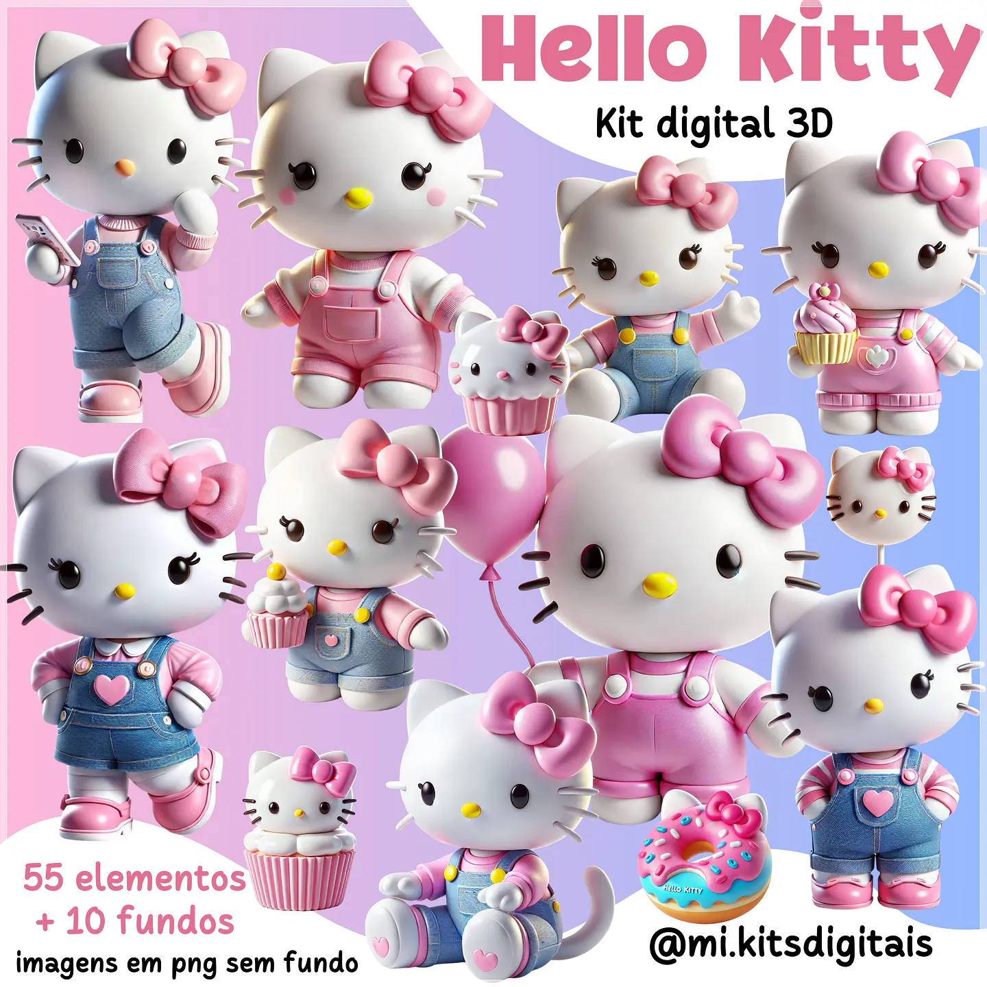 Kit Digital Hello Kitty Rosa 36 1