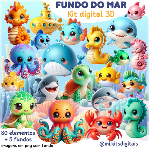 Kit Digital Fundo do Mar 3d 33