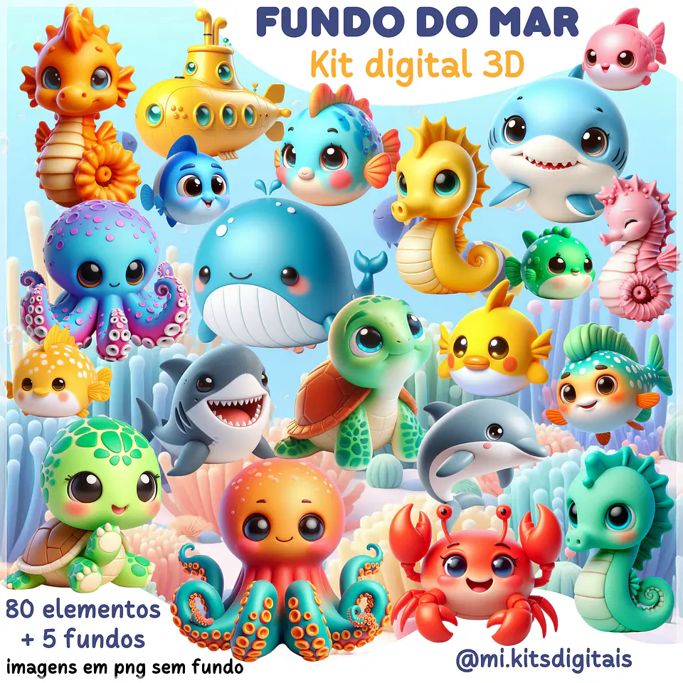 Kit Digital Fundo do Mar 3d 33 1
