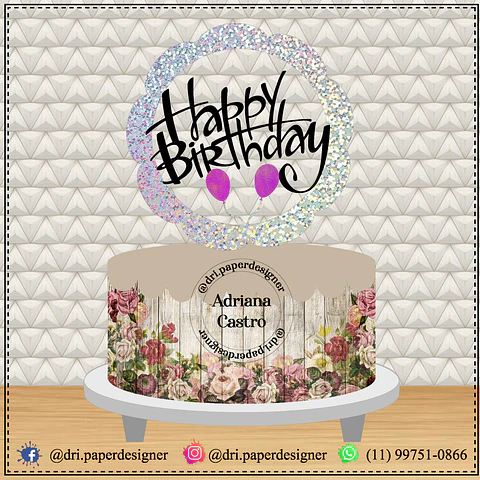Arquivo de Corte Topo de Bolo Happy Birthday 48