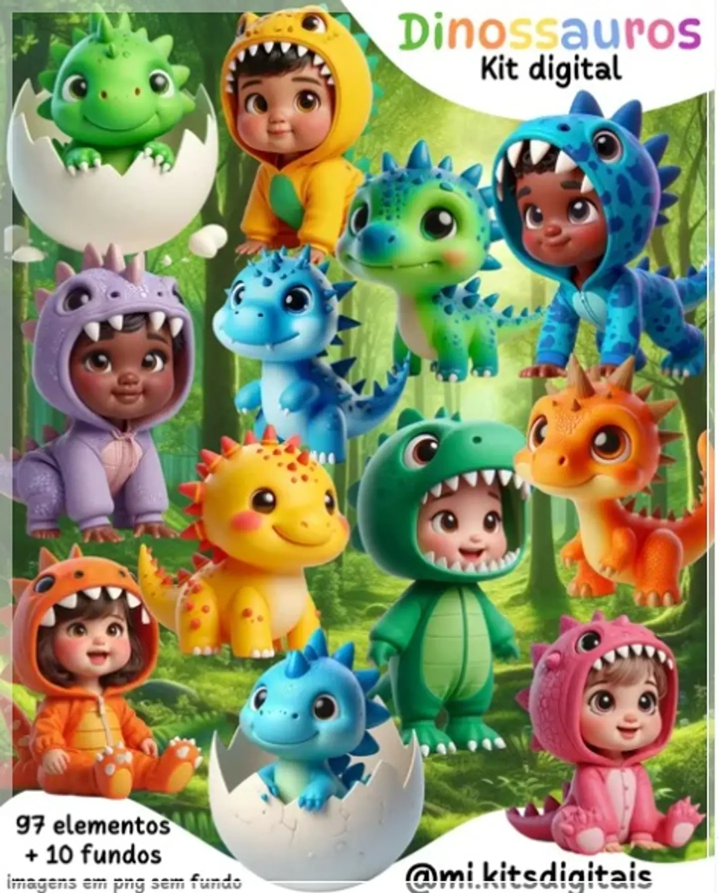 Kit Digital Dinossauros com Mascotinhos 22 1