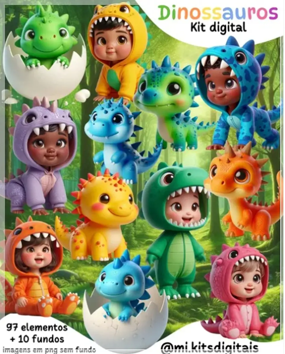 Kit Digital Dinossauros com Mascotinhos 22 1