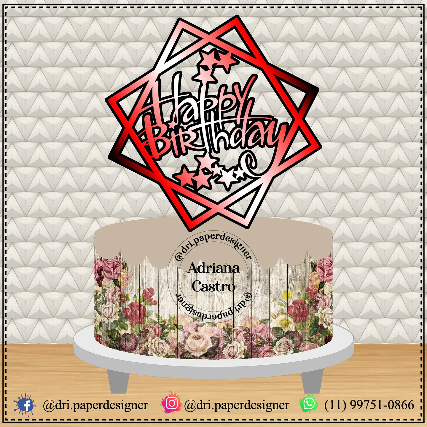 Arquivo de Corte Topo de Bolo Happy Birthday 47 1