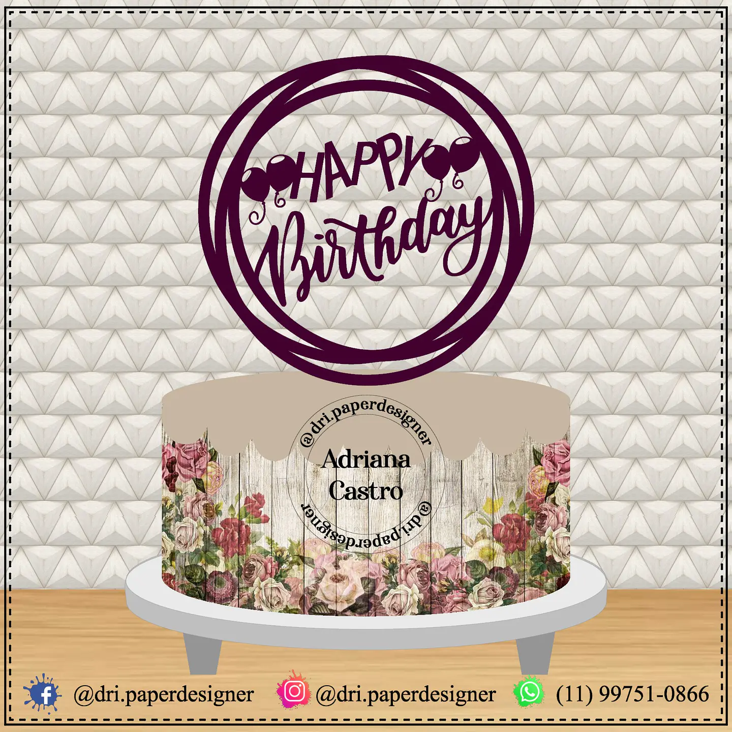 Arquivo de Corte Topo de Bolo Happy Birthday 45 1