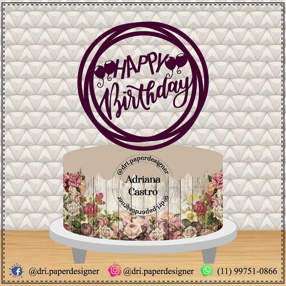 Arquivo de Corte Topo de Bolo Happy Birthday 45 1