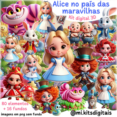 Kit Digital Alice No País das Maravilhas 4