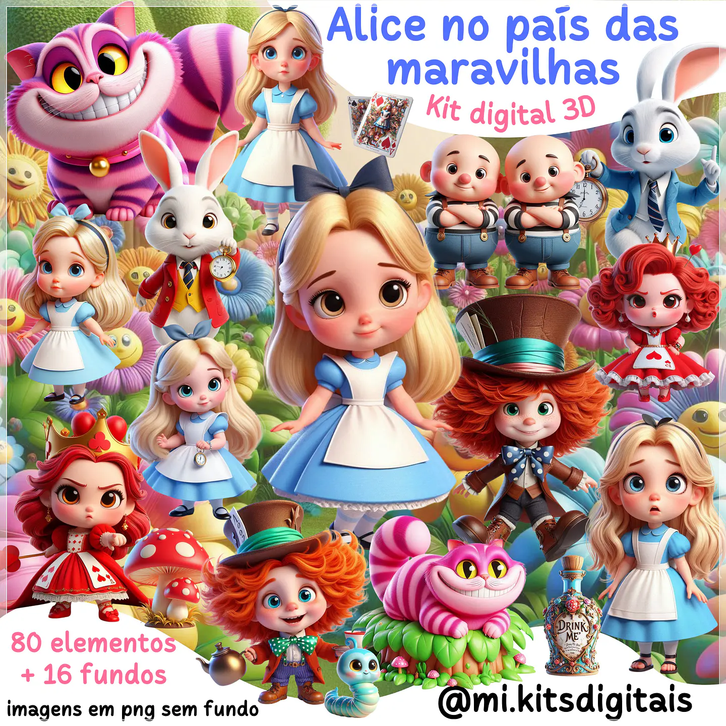 Kit Digital Alice No País das Maravilhas 4 1