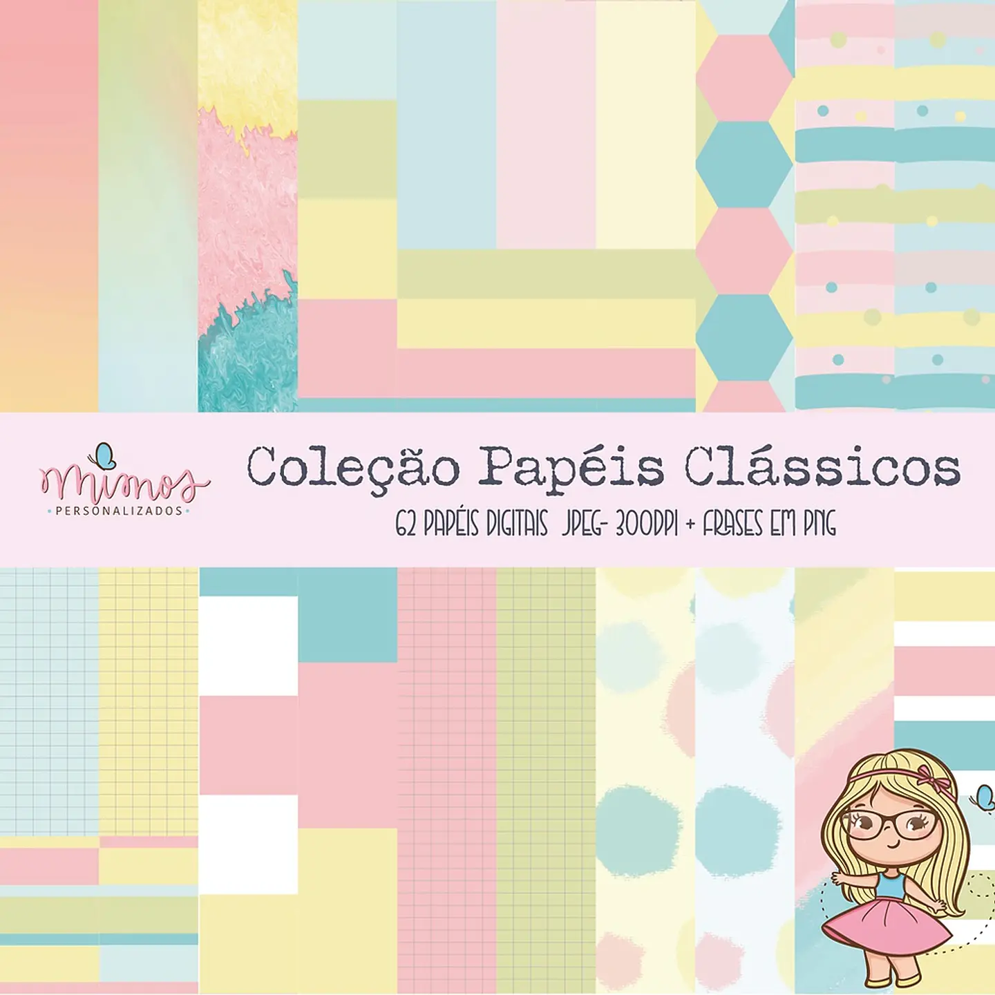 Kit Digital Papéis e Frases Coleção Clássica 10 1