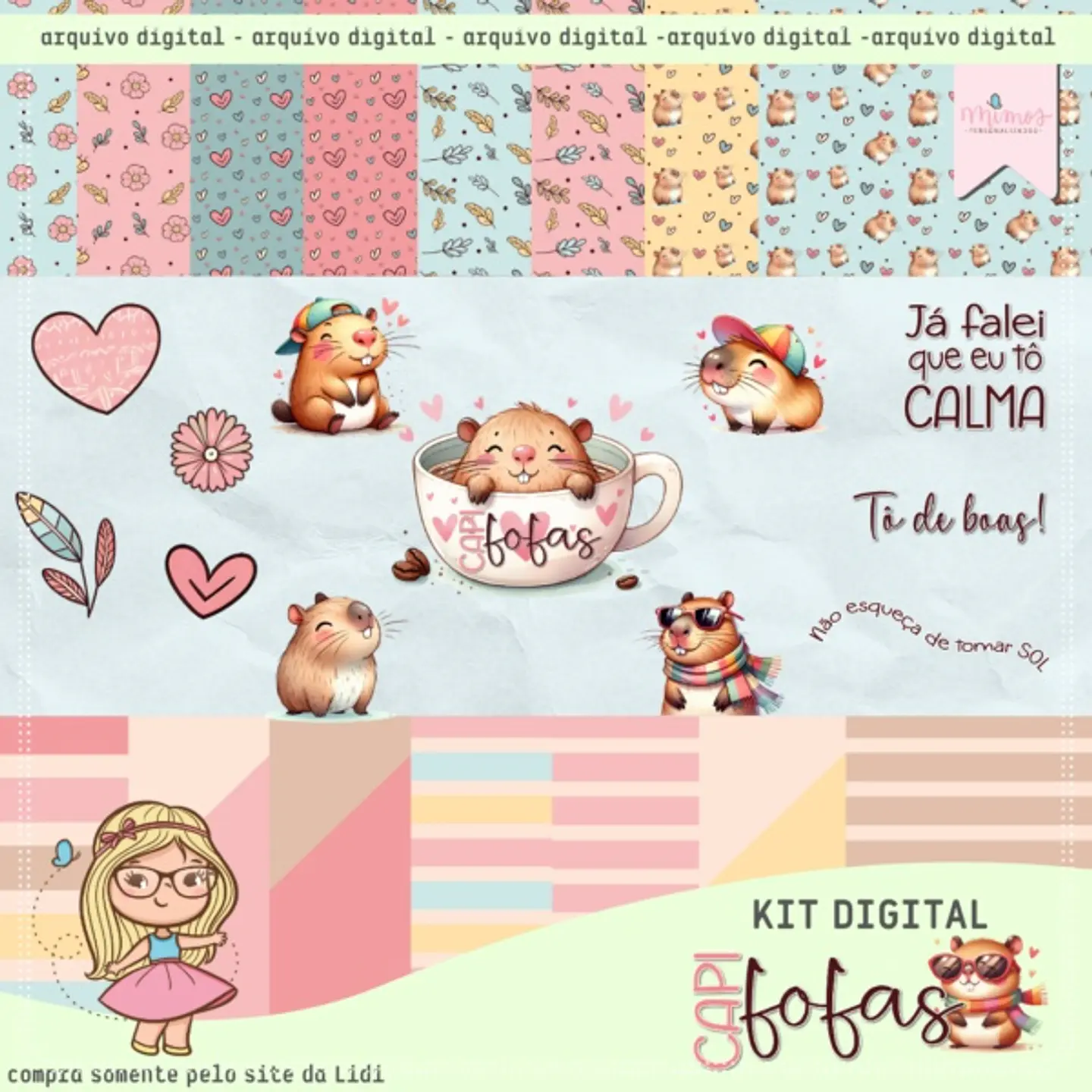 Kit Digital Capivaras Fofas 4 1