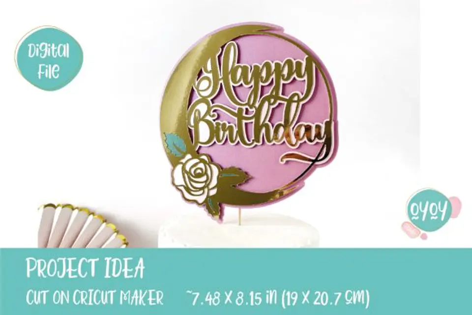 Arquivo de Corte Topo de Bolo Happy Birthday 53 1