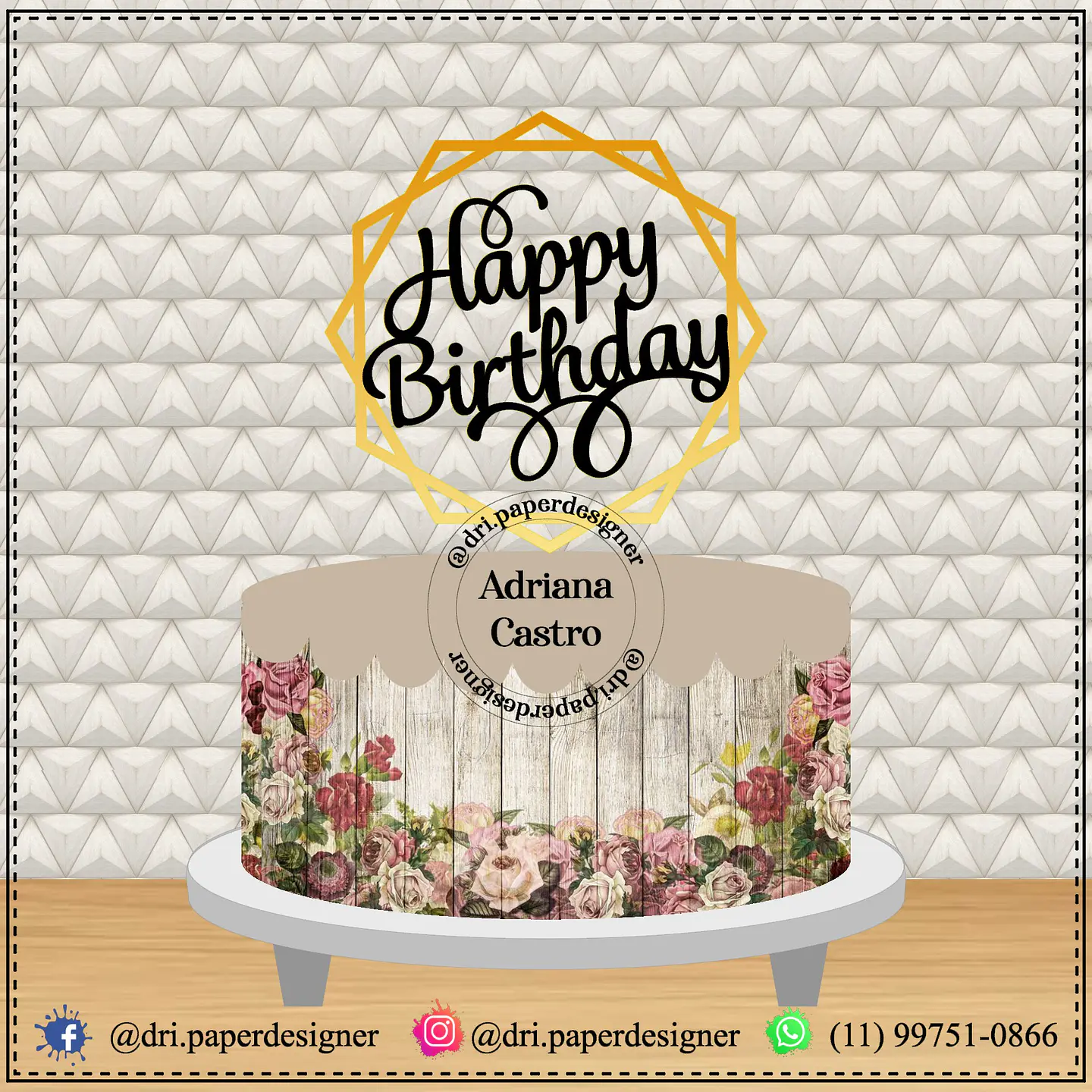 Arquivo de Corte Topo de Bolo Happy Birthday 43 1