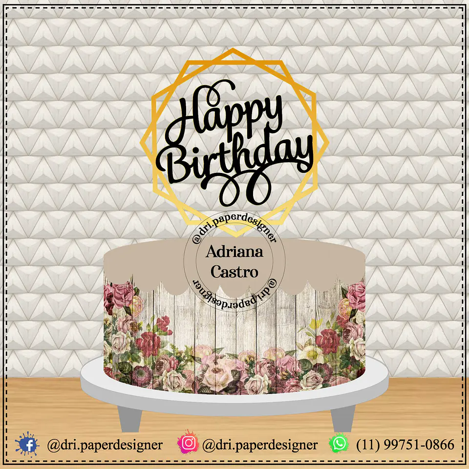Arquivo de Corte Topo de Bolo Happy Birthday 43 1