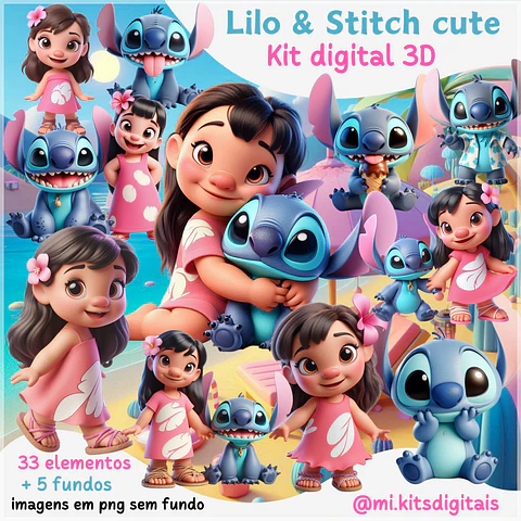 Kit Digital Lilo & Stitch Cute 3d 41