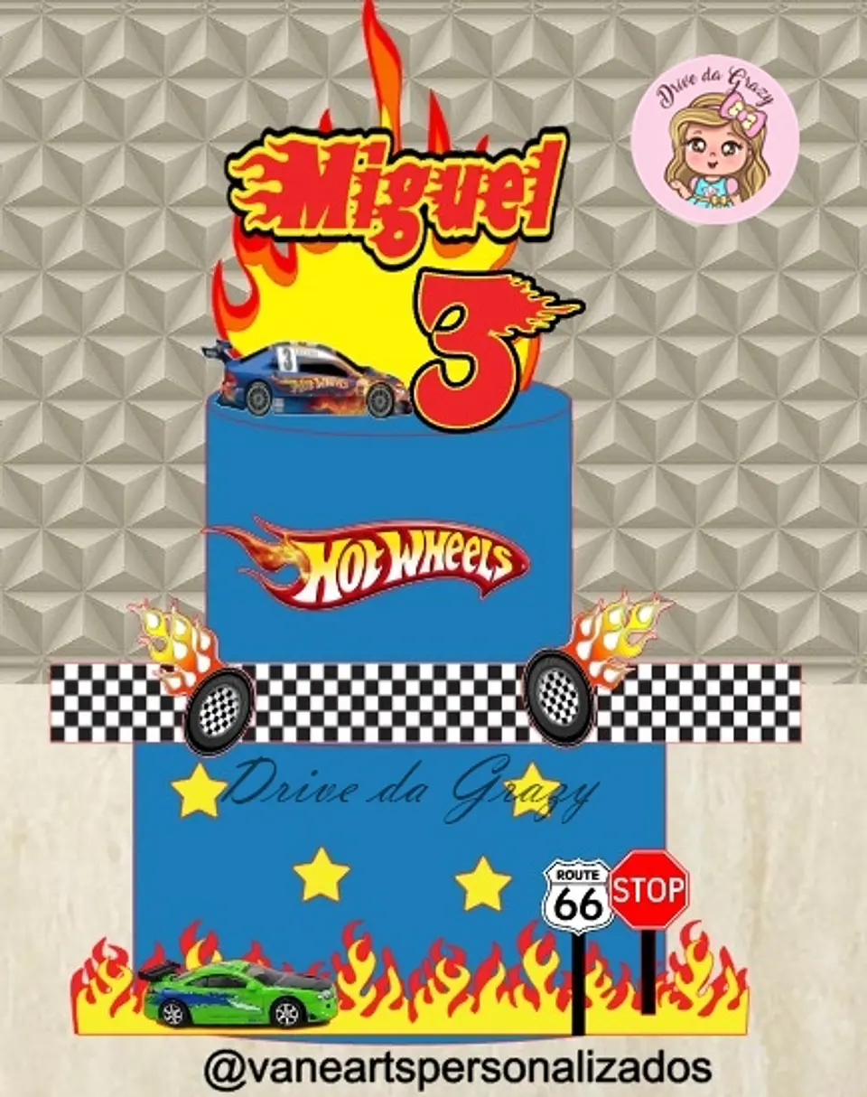 Arquivo de Corte Topo de Bolo Hot Wheels 6 1
