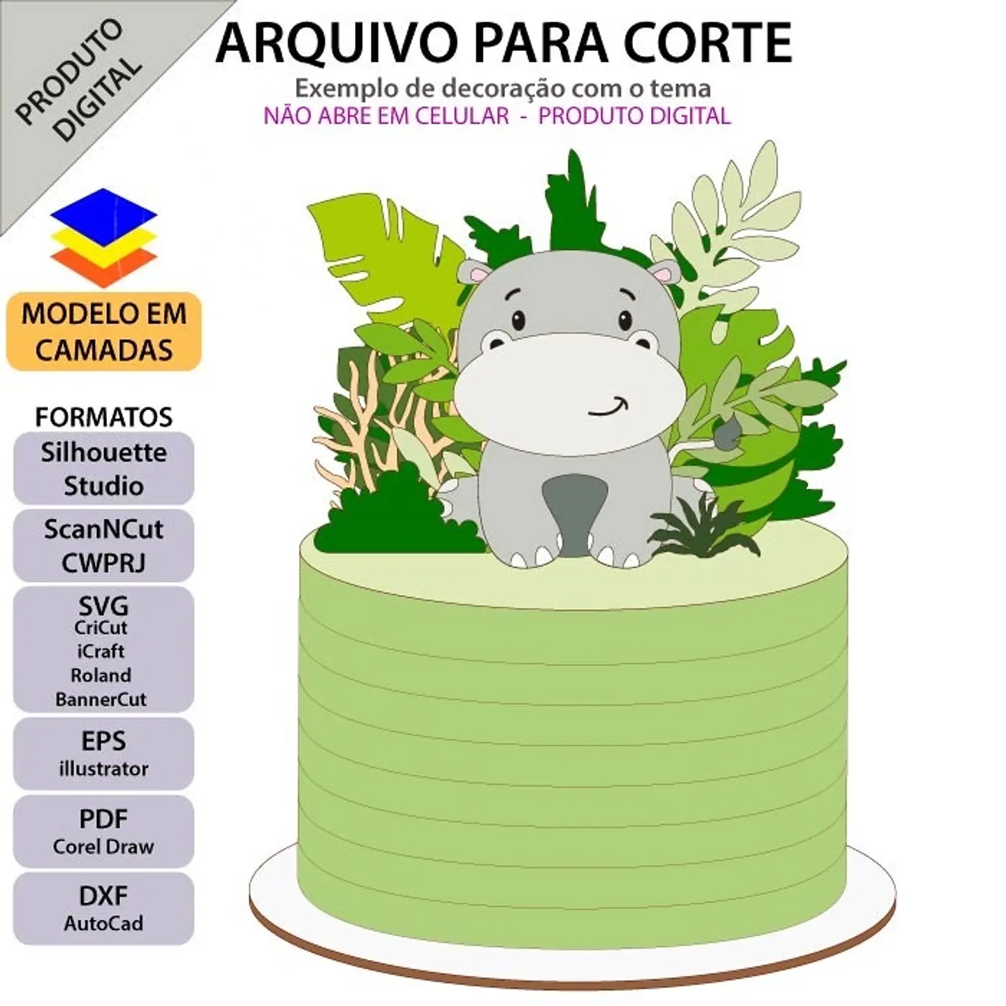 Arquivo de Corte Topo de Bolo Hipopótamo 2 1