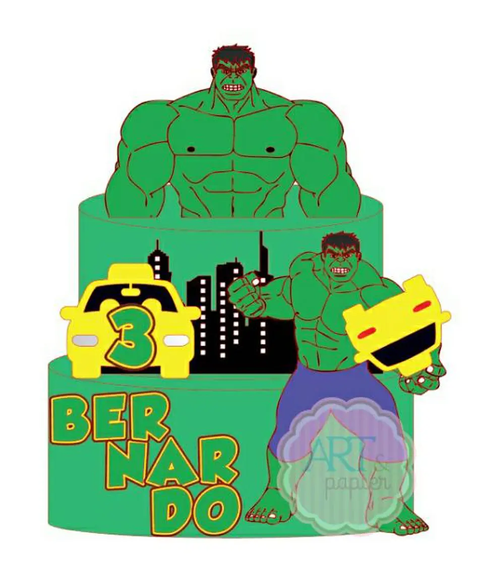 Arquivo de Corte Topo de Bolo Hulk 15 1