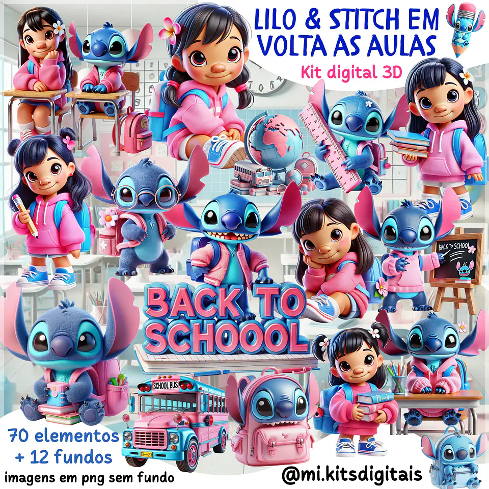 Kit Digital Lilo & Stitch em Volta as Aulas 43 1