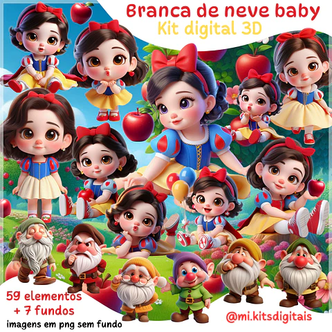 Kit Digital Branca de Neve Baby 3d 10