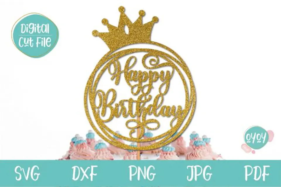 Arquivo de Corte Topo de Bolo Happy Birthday 55 1