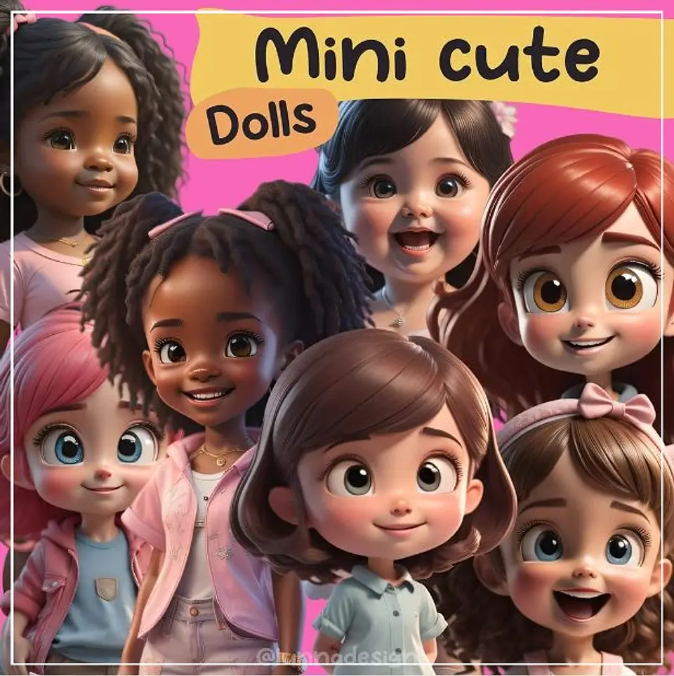 Kit Digital Mini Cute Dolls 12 1