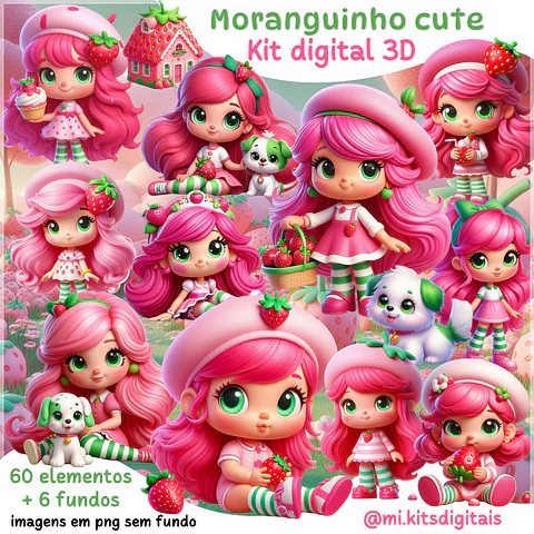 Kit Digital Moranguinho Cute 3d 62
