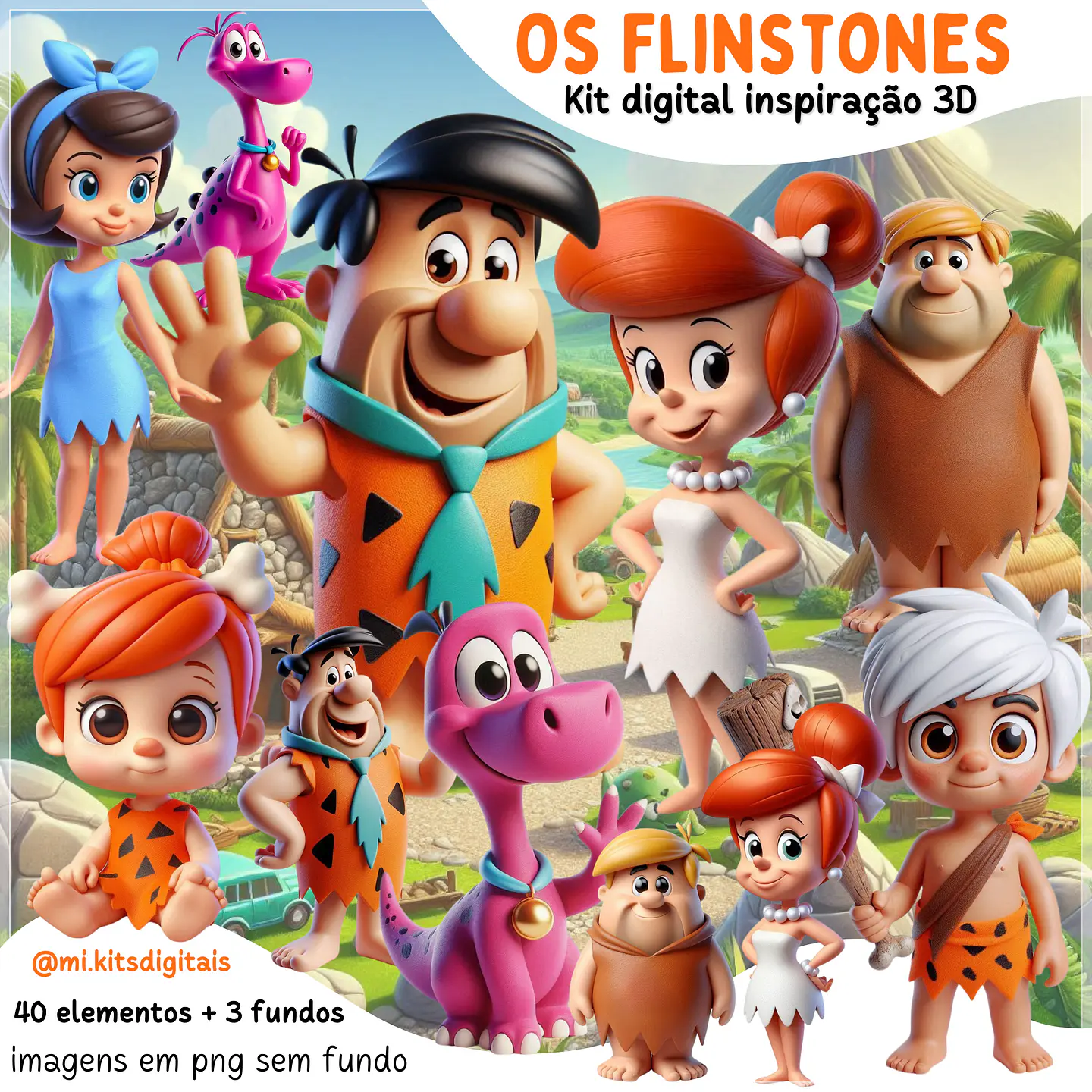 Kit Digital Flinstones 3d 30 1