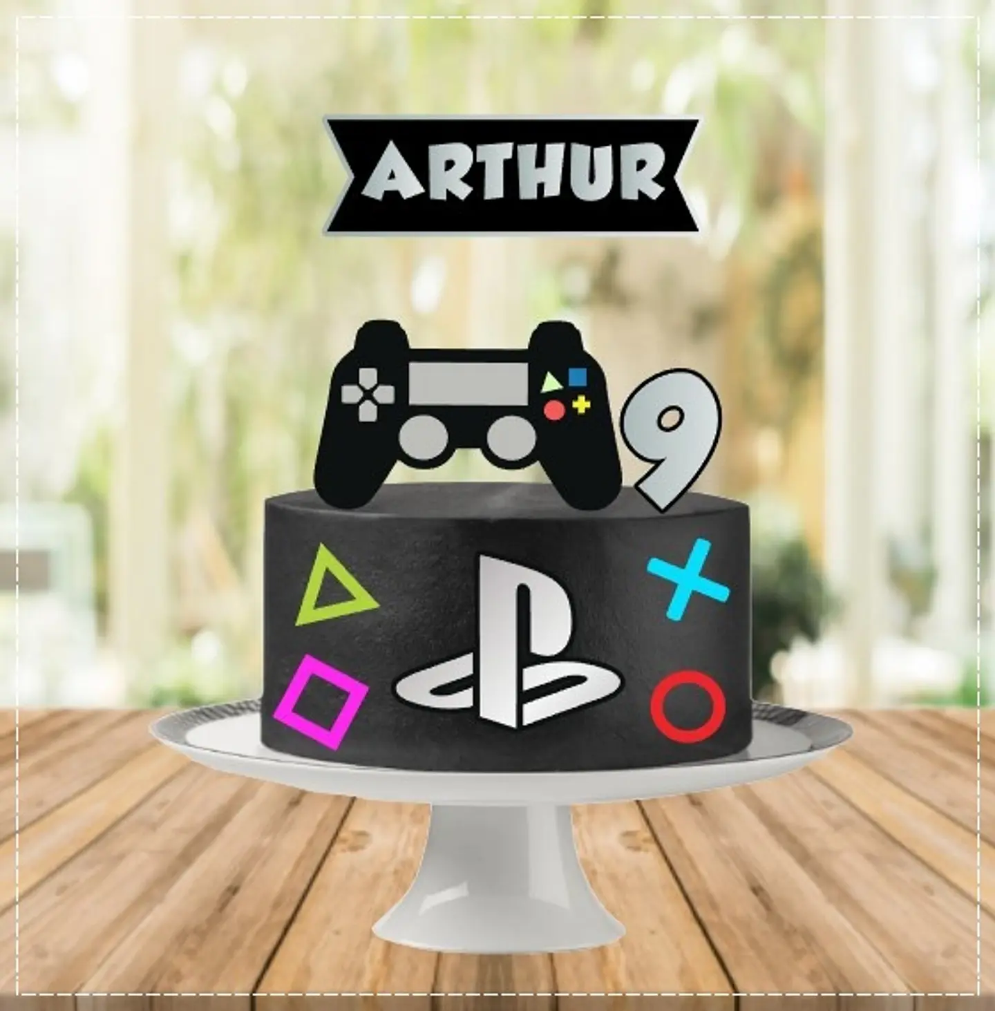 Arquivo de Corte Topo de Bolo Gamer - Vídeo Game Plastation Xbox 44 1