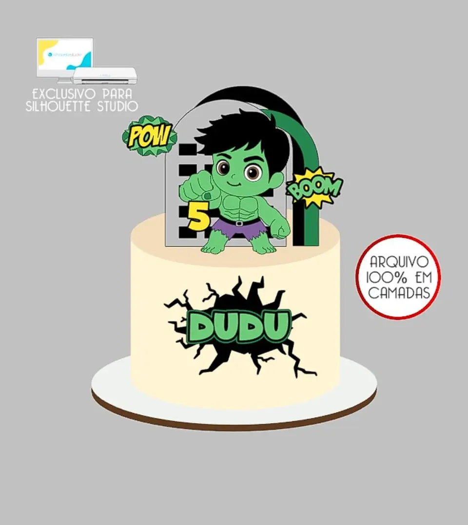 Arquivo de Corte Topo de Bolo Hulk 21 1