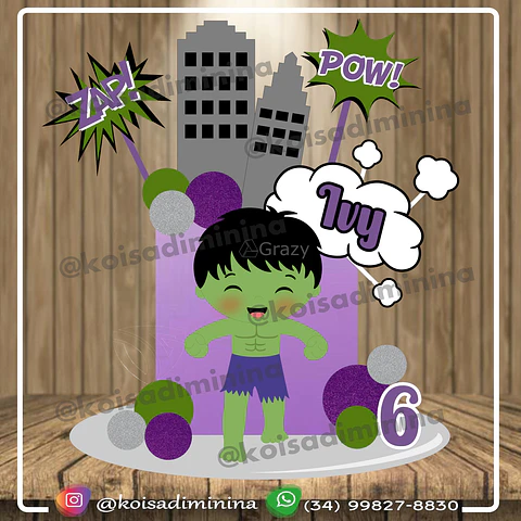 Arquivo de Corte Topo de Bolo Hulk 10