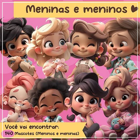 Kit Digital Meninos e Meninas (+ de 140 Mascotes) 10