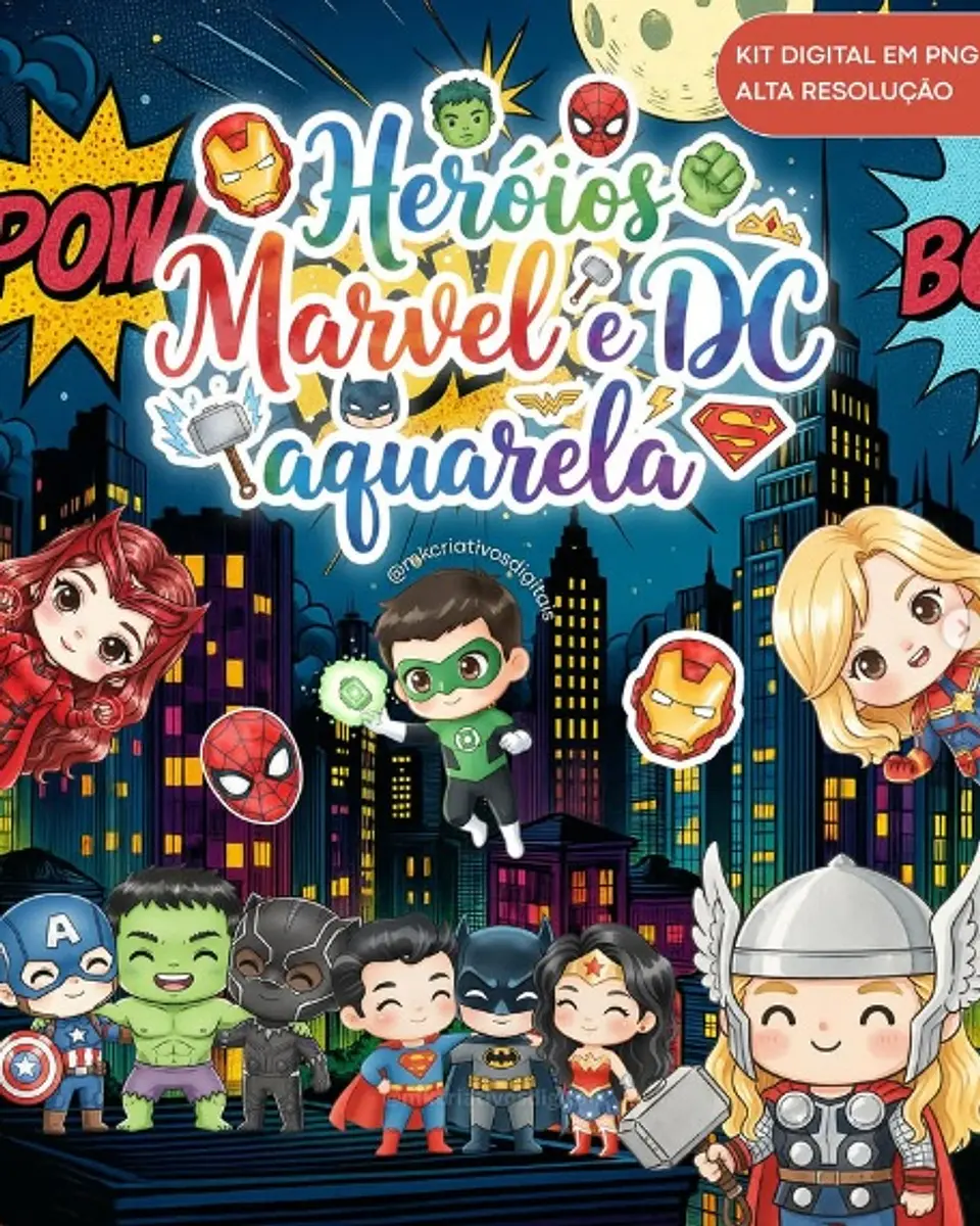 Kit Digital Heróis Aquarela 58 1
