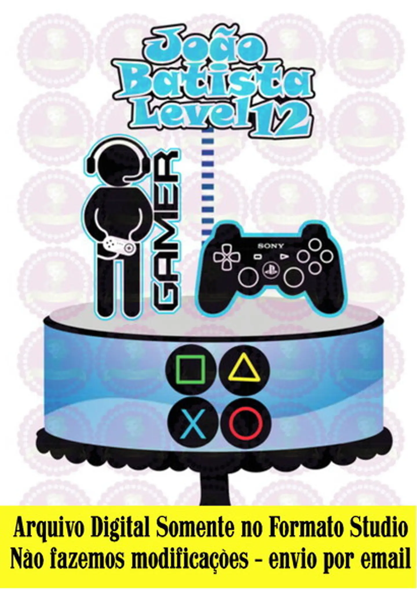 Arquivo de Corte Topo de Bolo Gamer - Vídeo Game Plastation Xbox 45 1