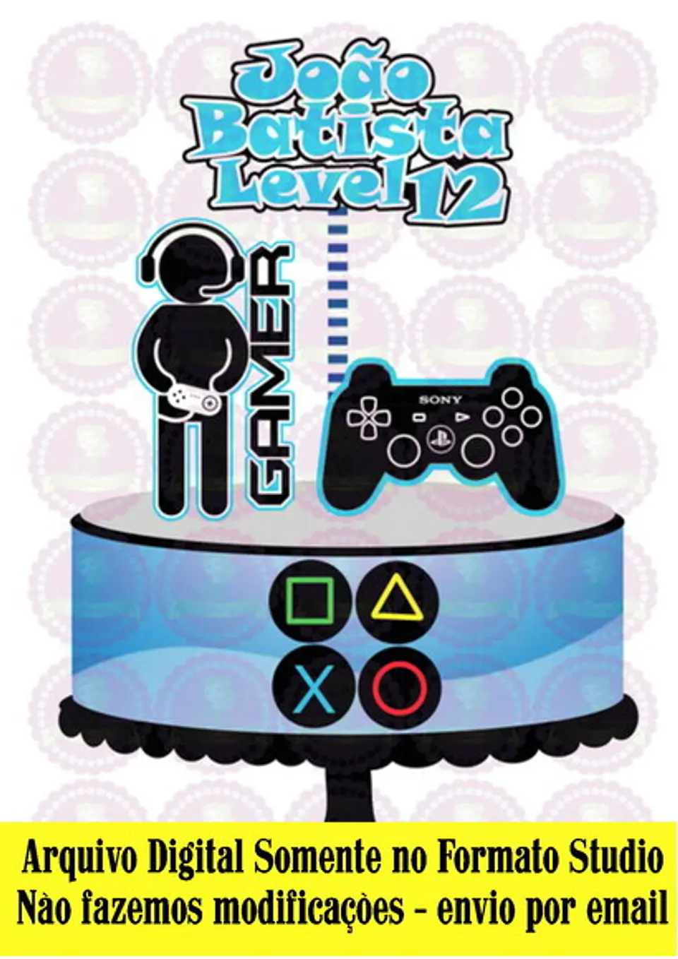 Arquivo de Corte Topo de Bolo Gamer - Vídeo Game Plastation Xbox 45 1