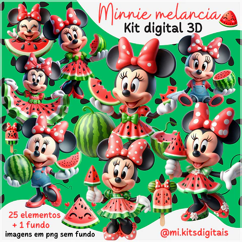 Kit Digital Minnie Melancia 3d 59