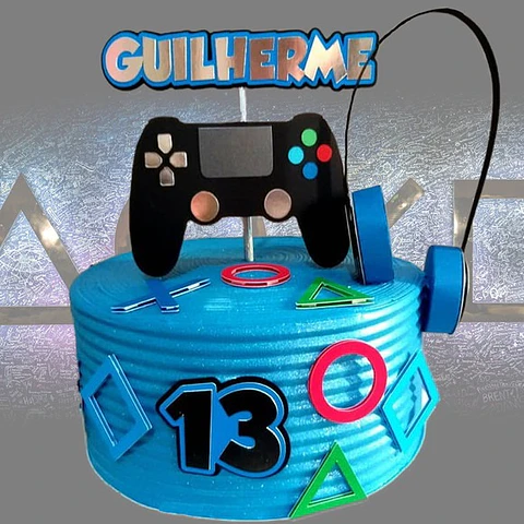 Arquivo de Corte Topo de Bolo Gamer - Vídeo Game Plastation Xbox 25