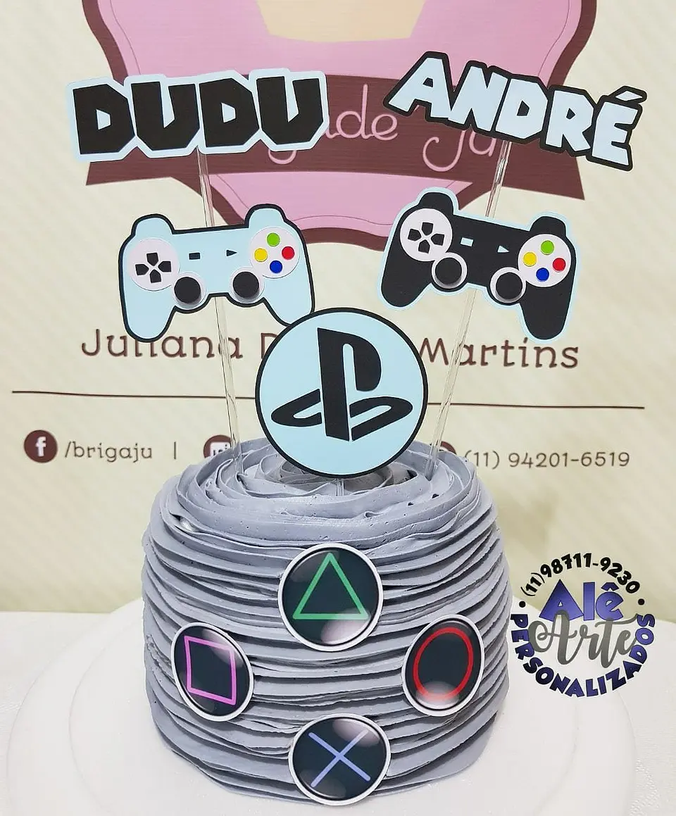 Arquivo de Corte Topo de Bolo Gamer - Vídeo Game Plastation Xbox 19 1