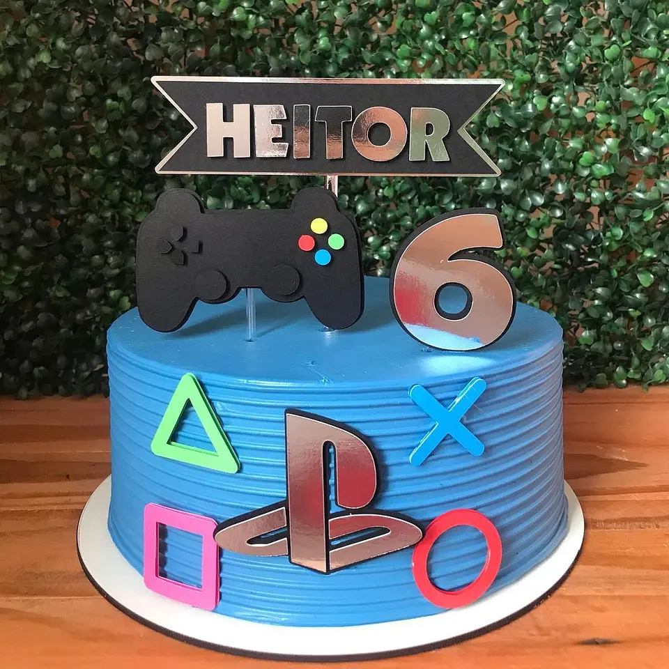 Arquivo de Corte Topo de Bolo Gamer - Vídeo Game Plastation Xbox 17 1