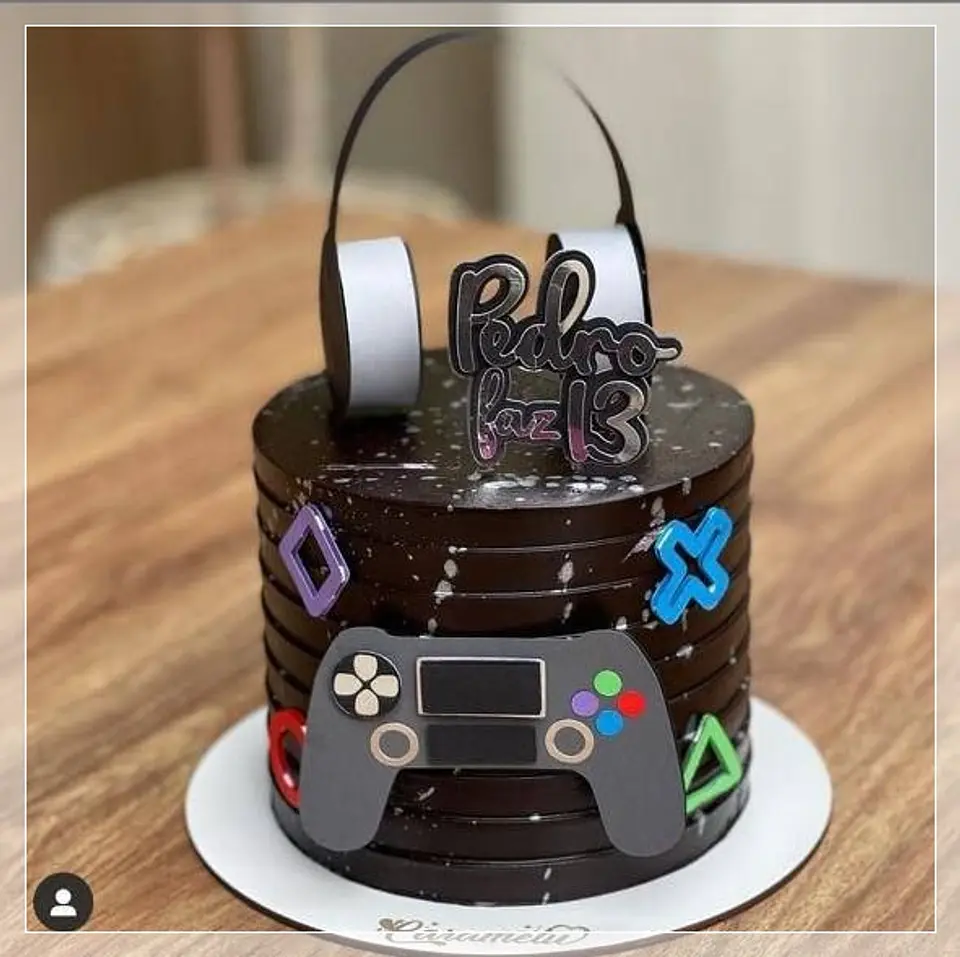Arquivo de Corte Topo de Bolo Gamer - Vídeo Game Plastation Xbox 16 1