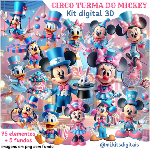 Kit Digital Circo Turma do Mickey 3d 19